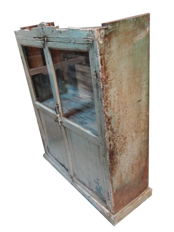 Antique Sideboard Teak Glass Cabinet