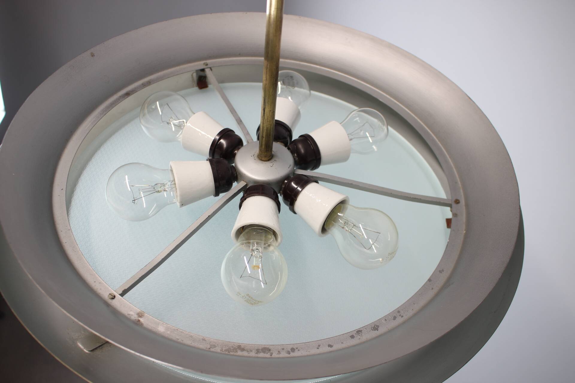 Art Deco UFO chandelier by Josef Hůrka for Napako, 1930s