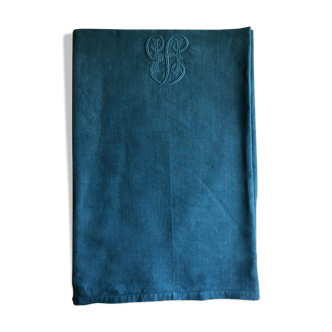 Old sheet in pure Caribbean blue linen