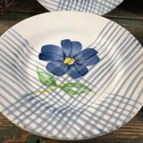 4 assiettes plates vintage fleur bleue Digoin Sarreguemines modele Valentin