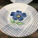 4 assiettes plates vintage fleur bleue Digoin Sarreguemines modele Valentin