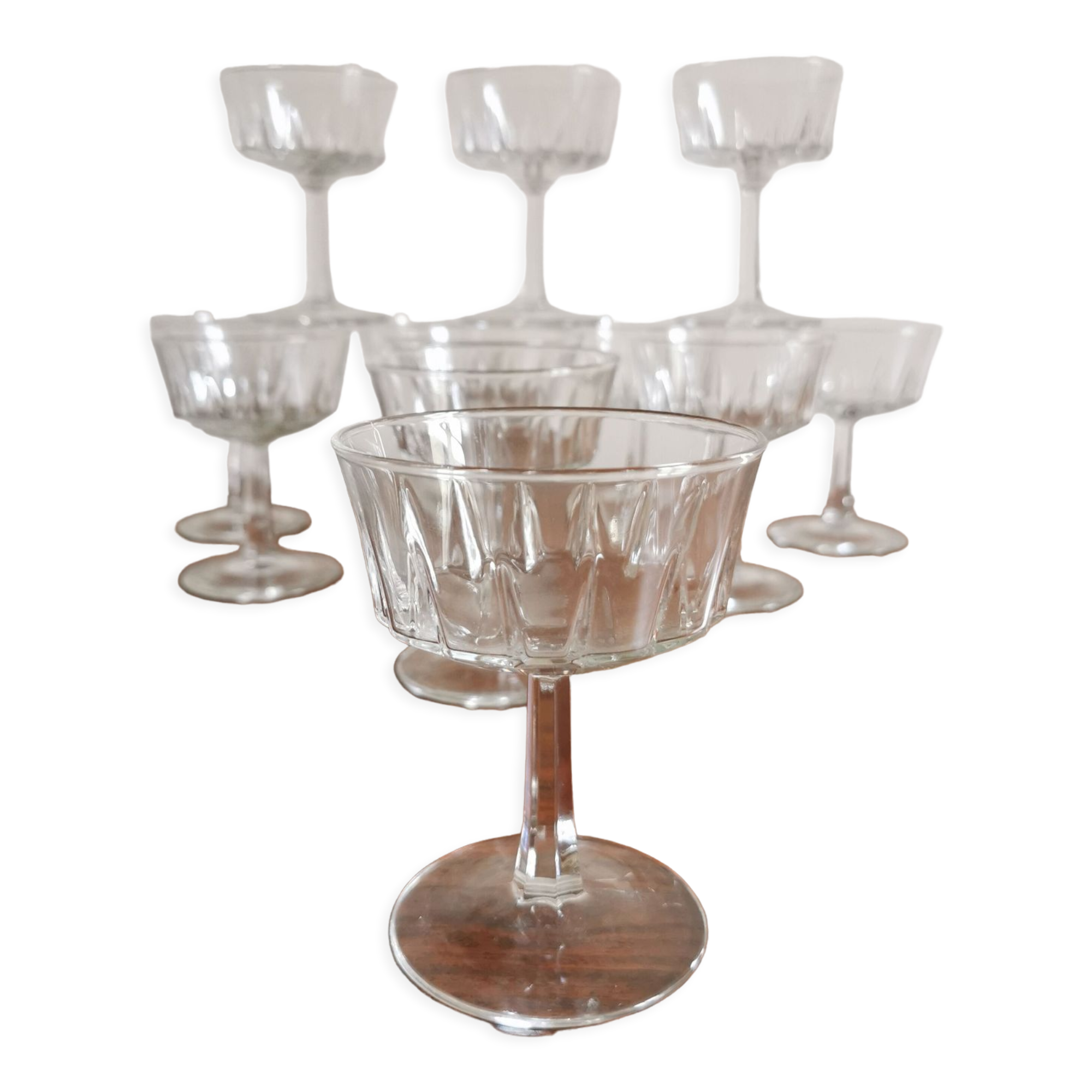 12 glasses of Champagne Cristal Art Deco