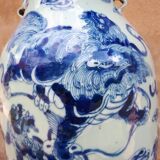 Large Chinese Celadon Vase with Shishi Decor, 19th Century China