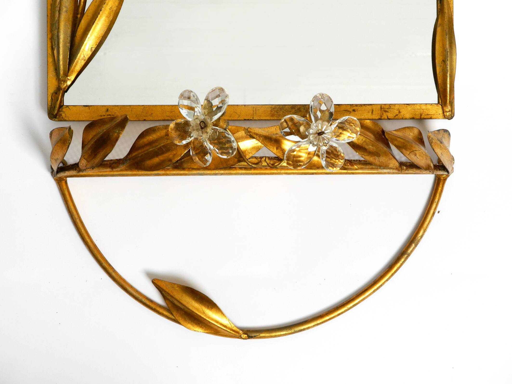 Metall wall mirror and matching shelf gold plated plated by Banci Firenze