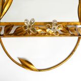 Metall wall mirror and matching shelf gold plated plated by Banci Firenze