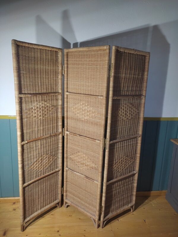 Persian screen triptych rattan bamboo