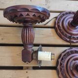 3 vintage wooden wall lights 1970