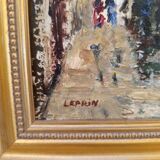 Painting by Leprin - Paris Montmartre rue du Chevalier de la Barre