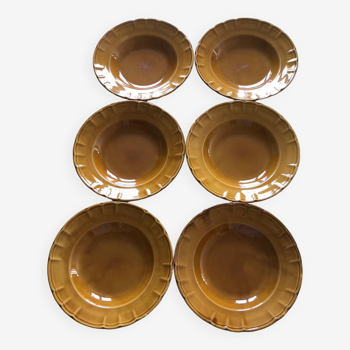 6 ADP Luxceram vintage yellow ocher soup plates