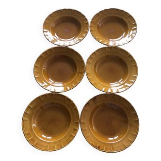6 ADP Luxceram vintage yellow ocher soup plates