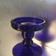 Série de 3 bougeoirs vintage années 70 en verre bleu