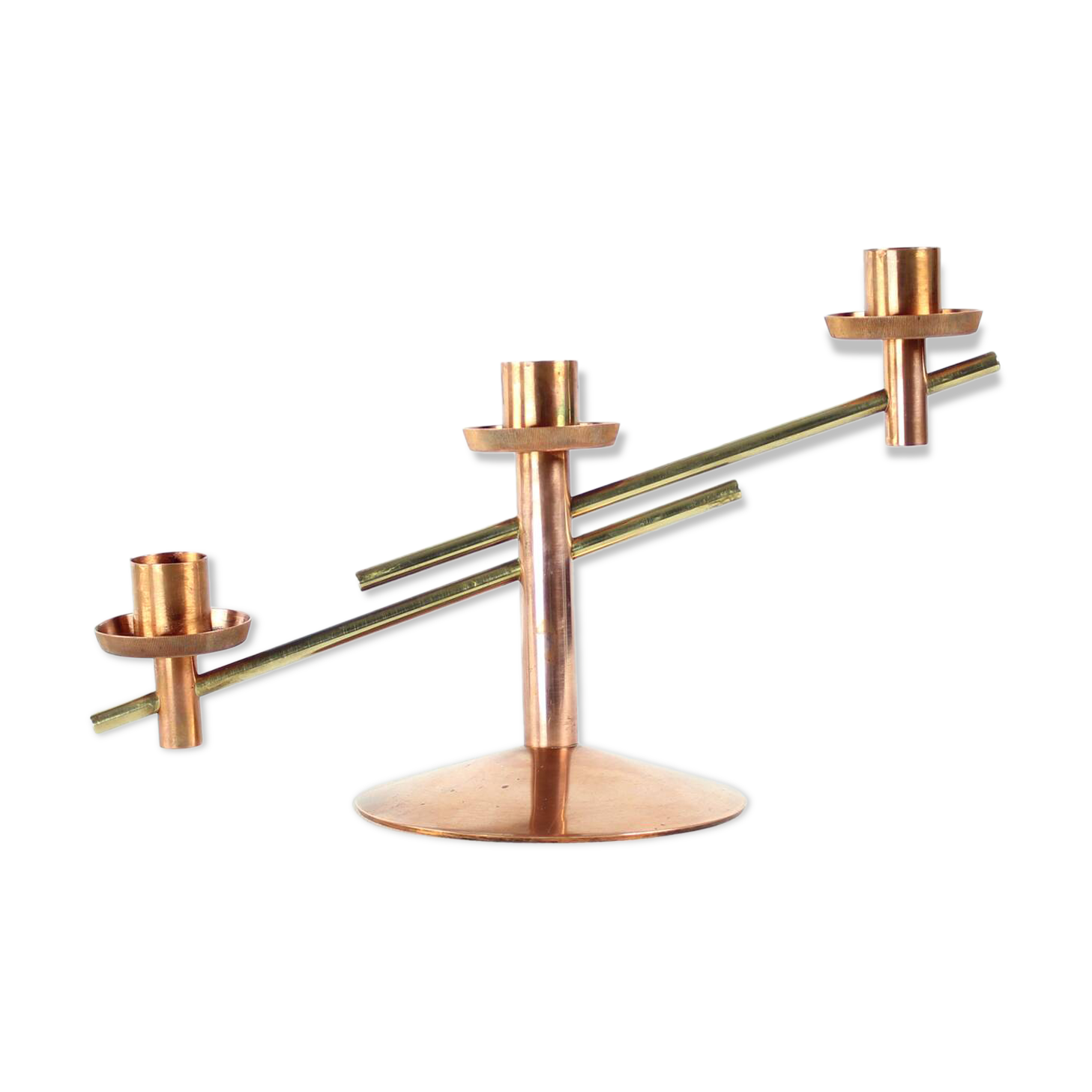 Bougeoir en cuivre et laiton, Tchécoslovaquie, années 1970