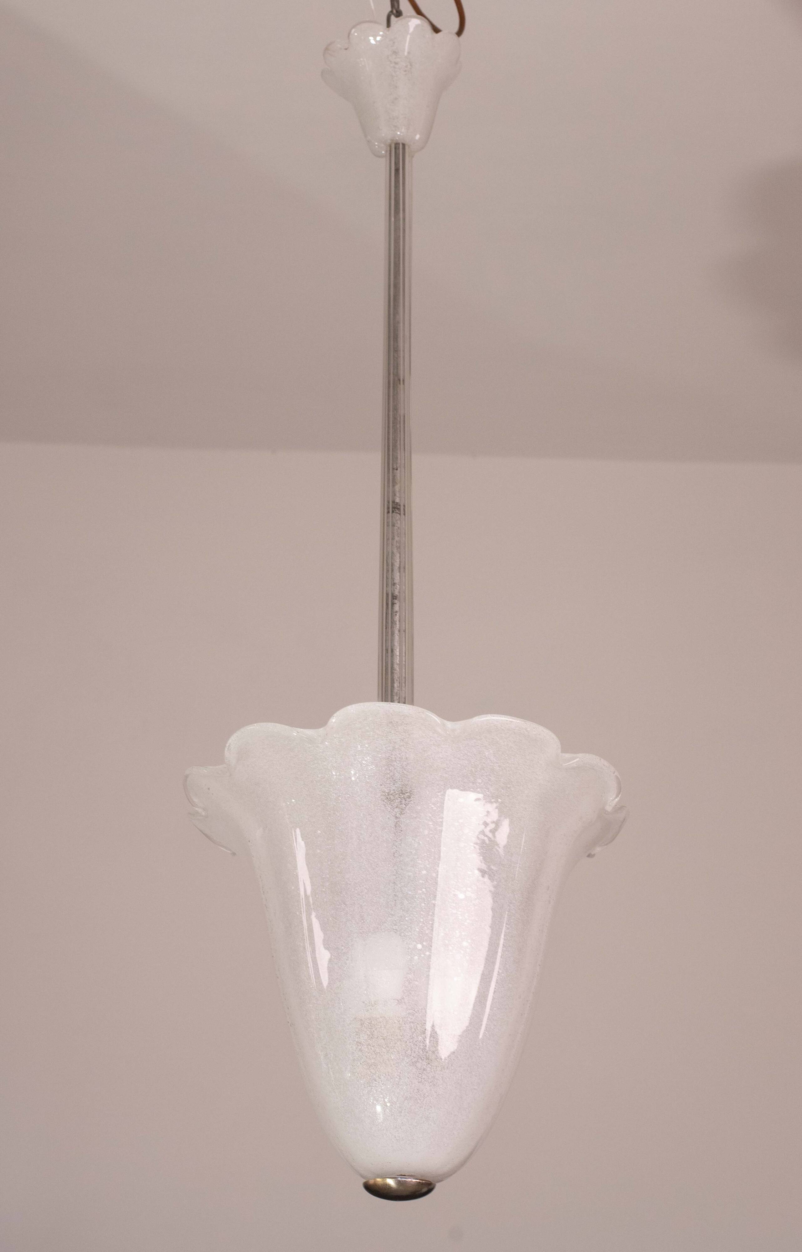 Mid-Century Murano Pulegoso Glass Lantern by Seguso, 1950s