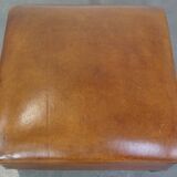Large square sheepskin leather ottoman