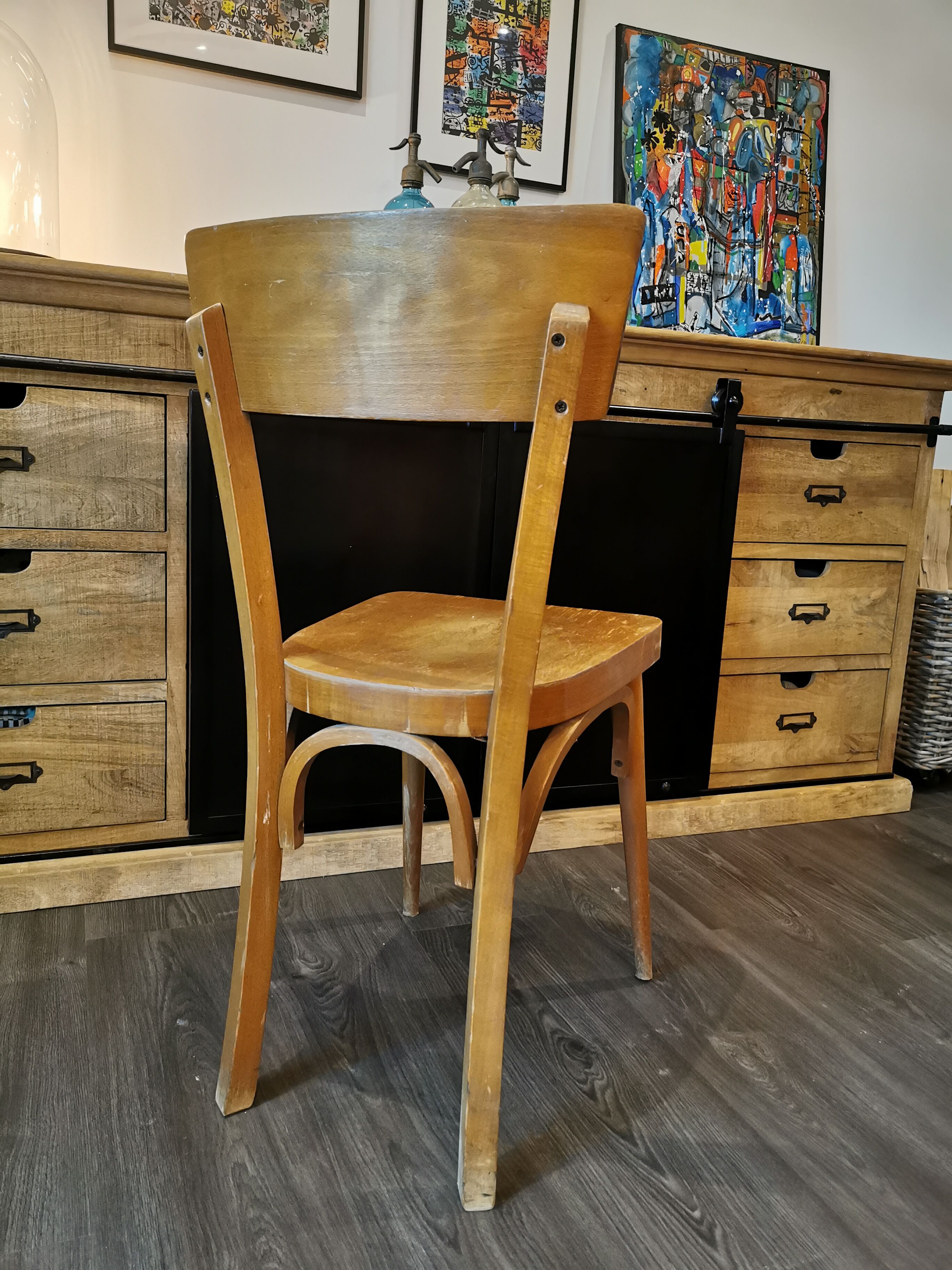 Series of 10 mismatched bistro chairs