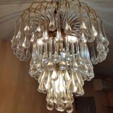 Paolo Venini drops handblown glass with gilt gold structure 1970