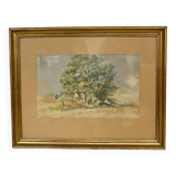 Aquarelle du 19ème Siècle dans un Cadre Doré