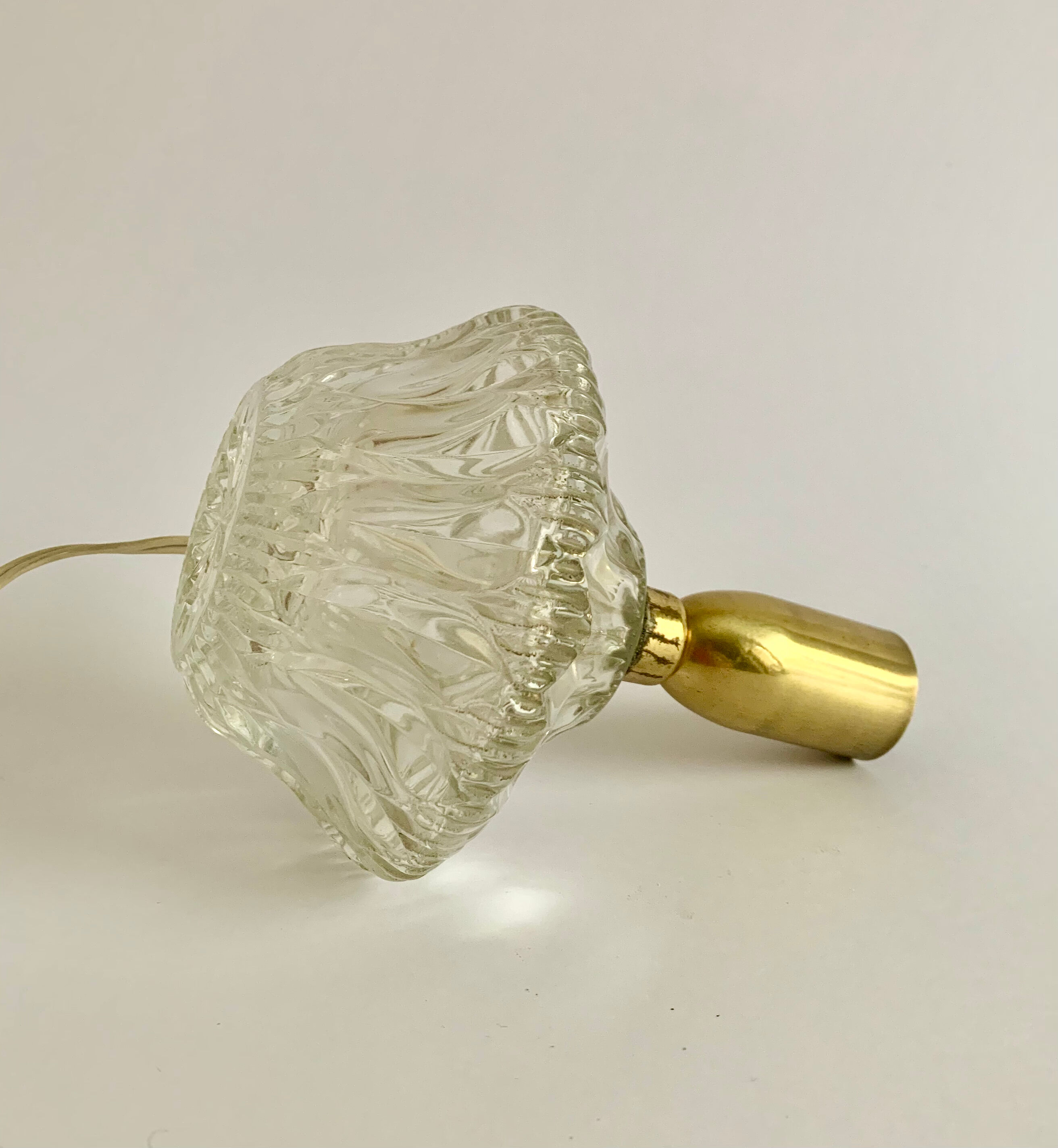 Lamp base glass and brass, 1960s