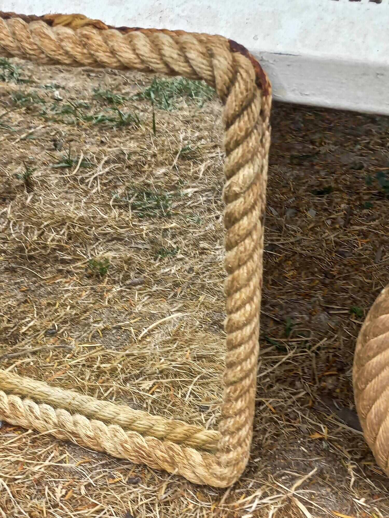 Set of 2 Audoux and Minet mirrors with rope from the 1950s.