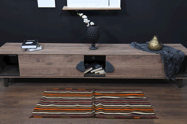 Vintage bath mat - Striped kilim