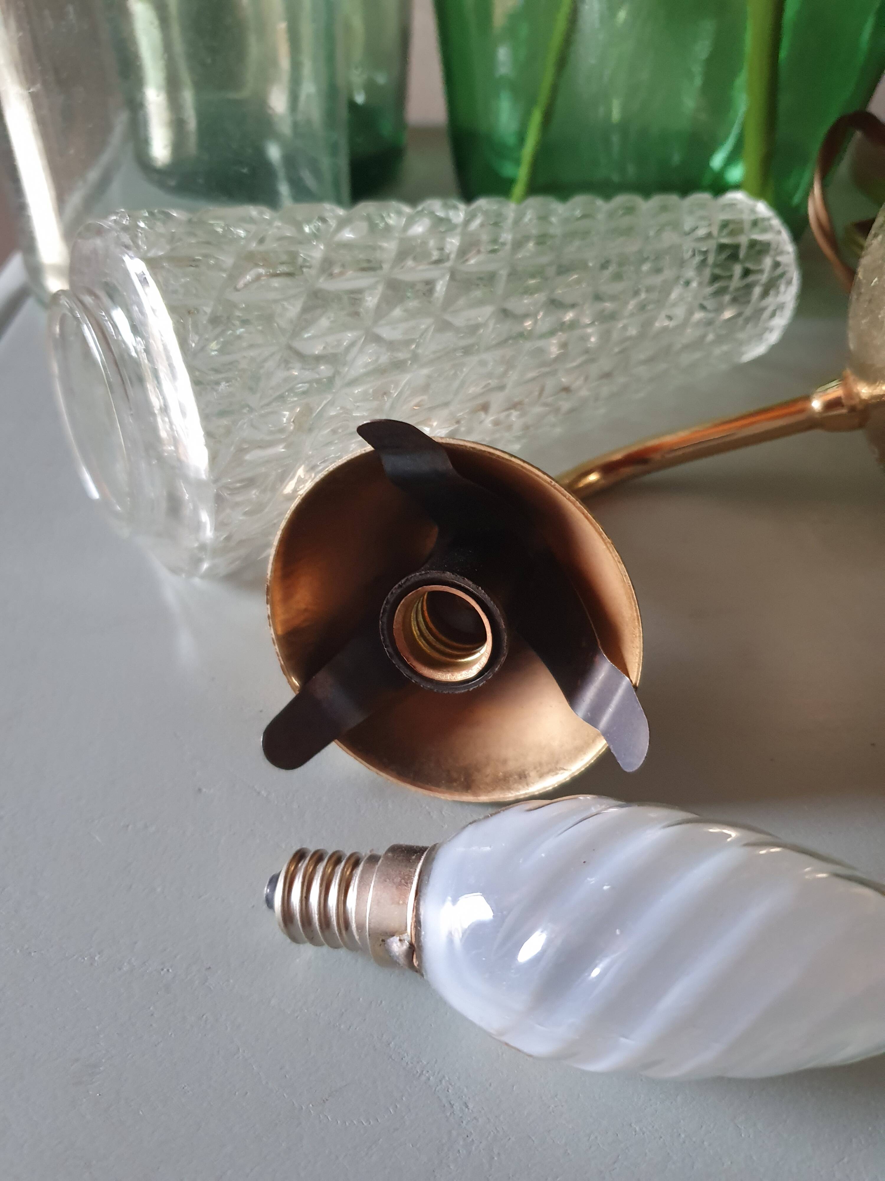 Set of 2 glass and gold metal appliques