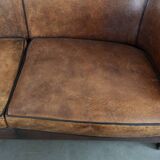 Comfortable vintage sheepskin 2.5-seater club sofa