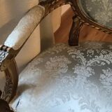 Gilded wood living room set and pedestal table