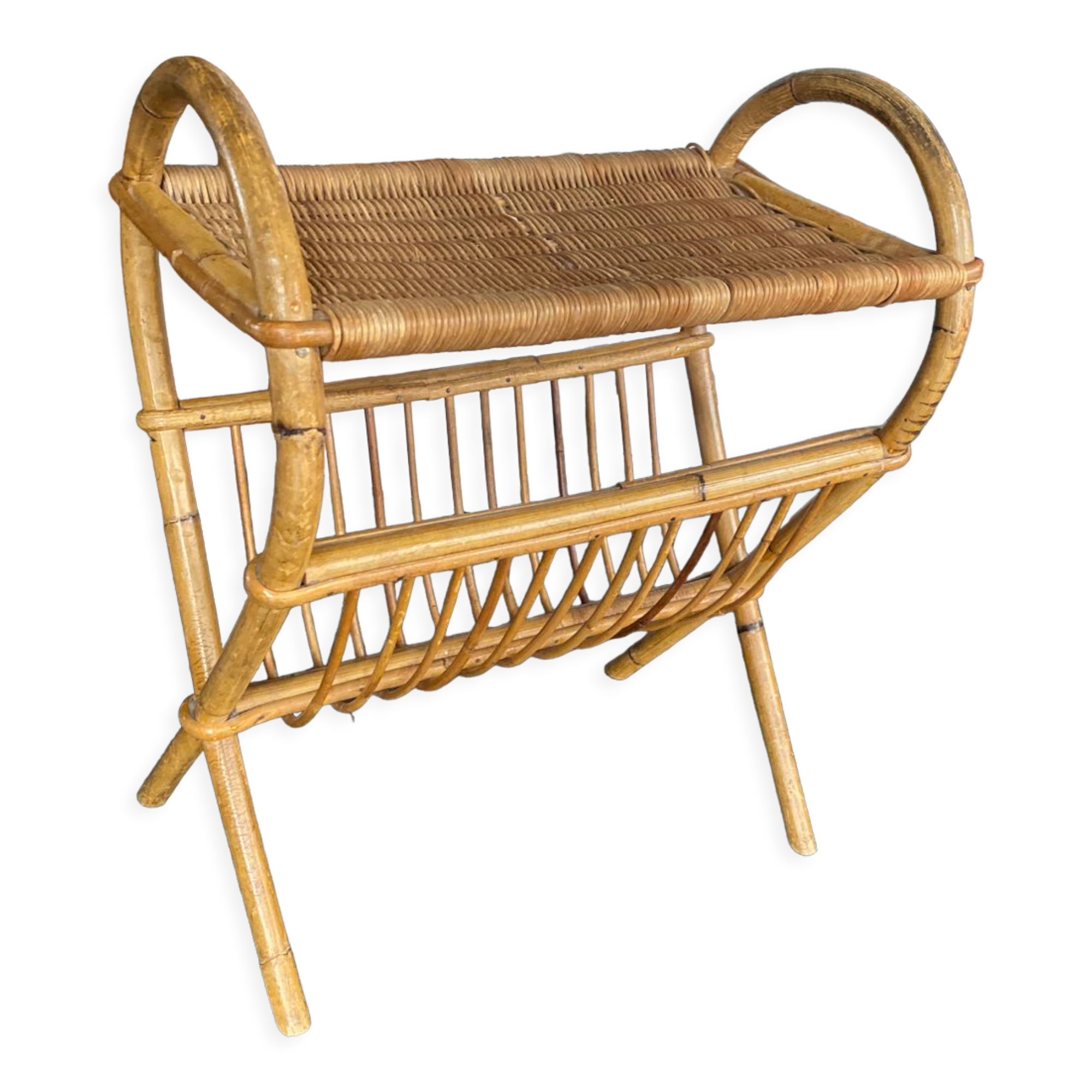 Rattan magazine holder