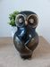 Statuette chouette laquée noire et dorée style asiatique