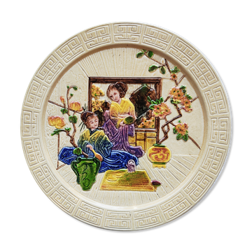 Plat décor Geishas faïence anglaise Bretby