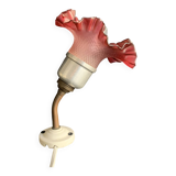Antique wall light, tulip in pink glass and silver metal, 1920