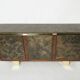 Brutalist Belgian enfilade in rosewood, resin, and brass from around 1970.