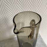 Vintage seventies smoked transparent glass carafe pitcher