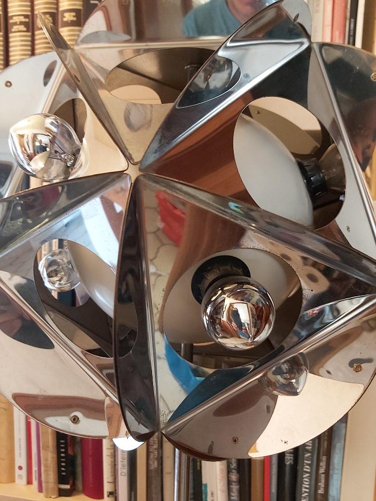 Vintage Sputnik chrome metal lamp 70s