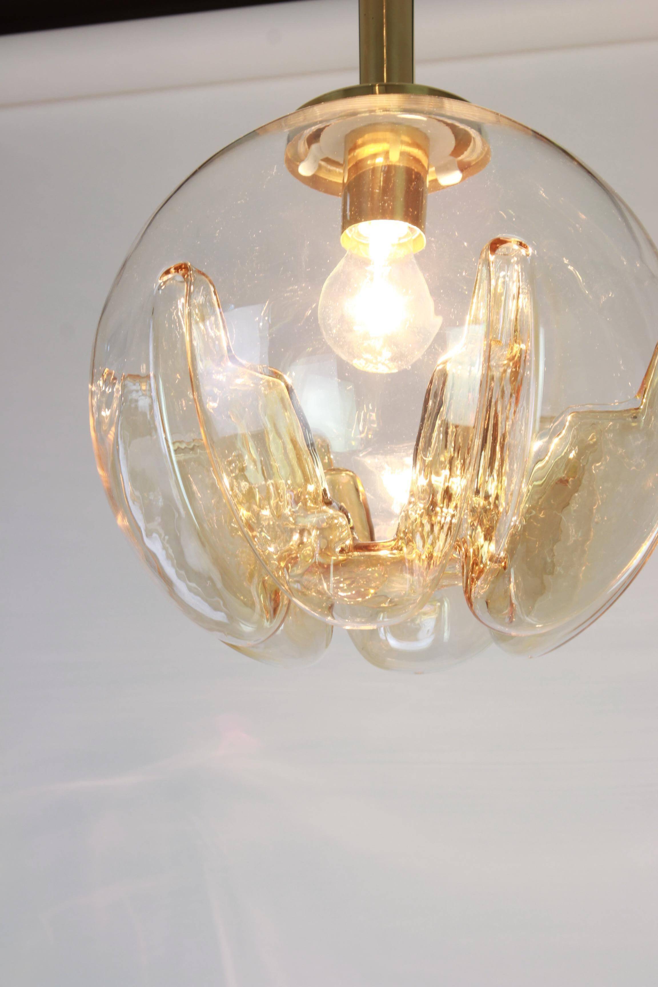 Murano ball pendant light by Doria, Germany, 1970s