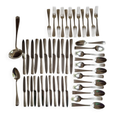 Betty 1930 art deco silver-plated metal Boulenger cutlery set, 50 pieces.