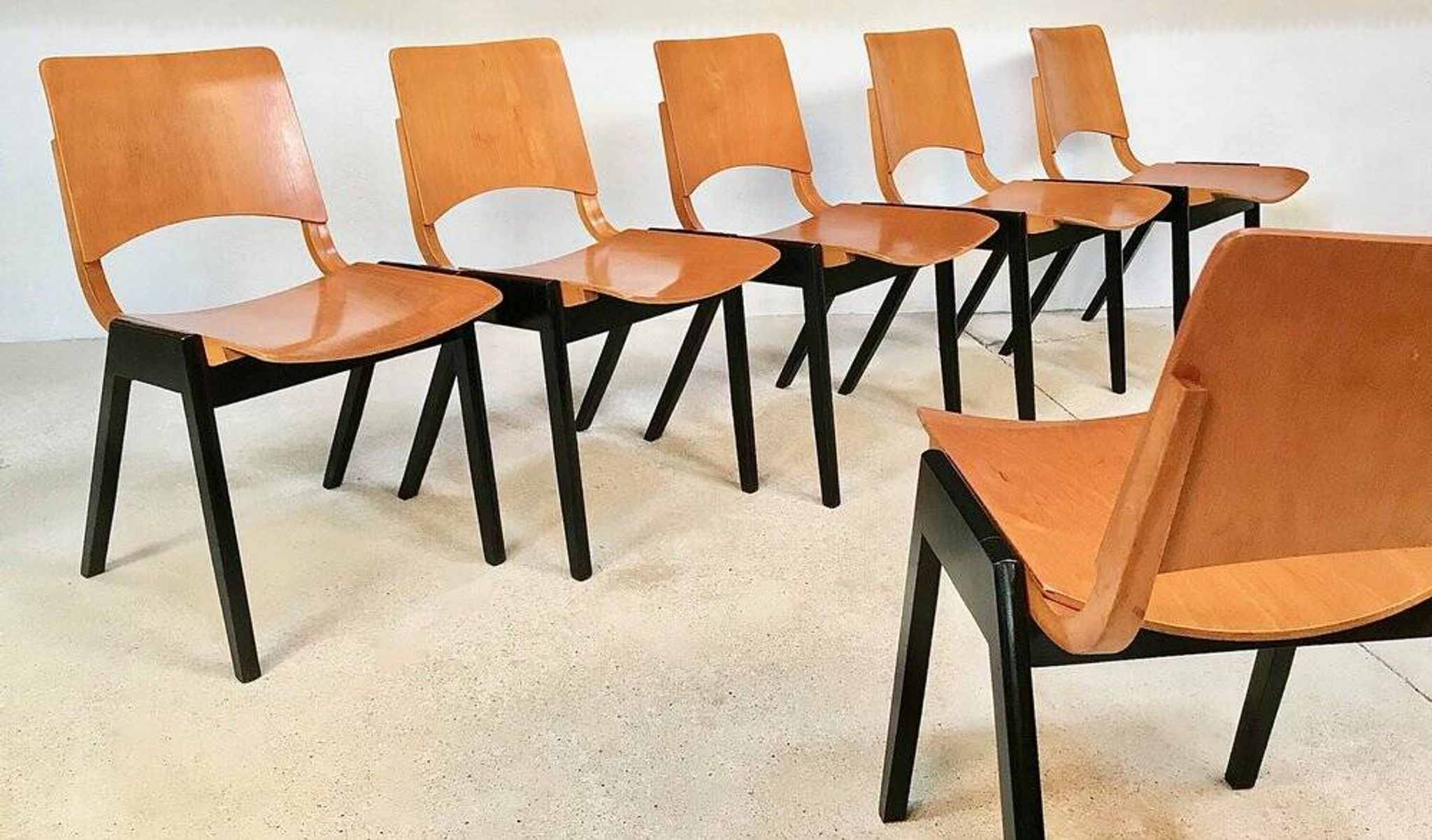 Model P7 Stackable Dining Chairs by Roland Rainer for Pollak, Set of 6