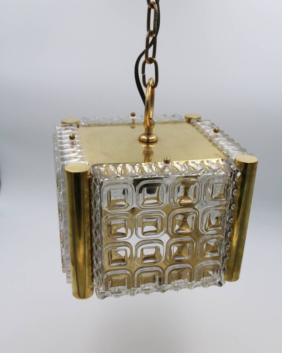 Vintage brass glass chandelier