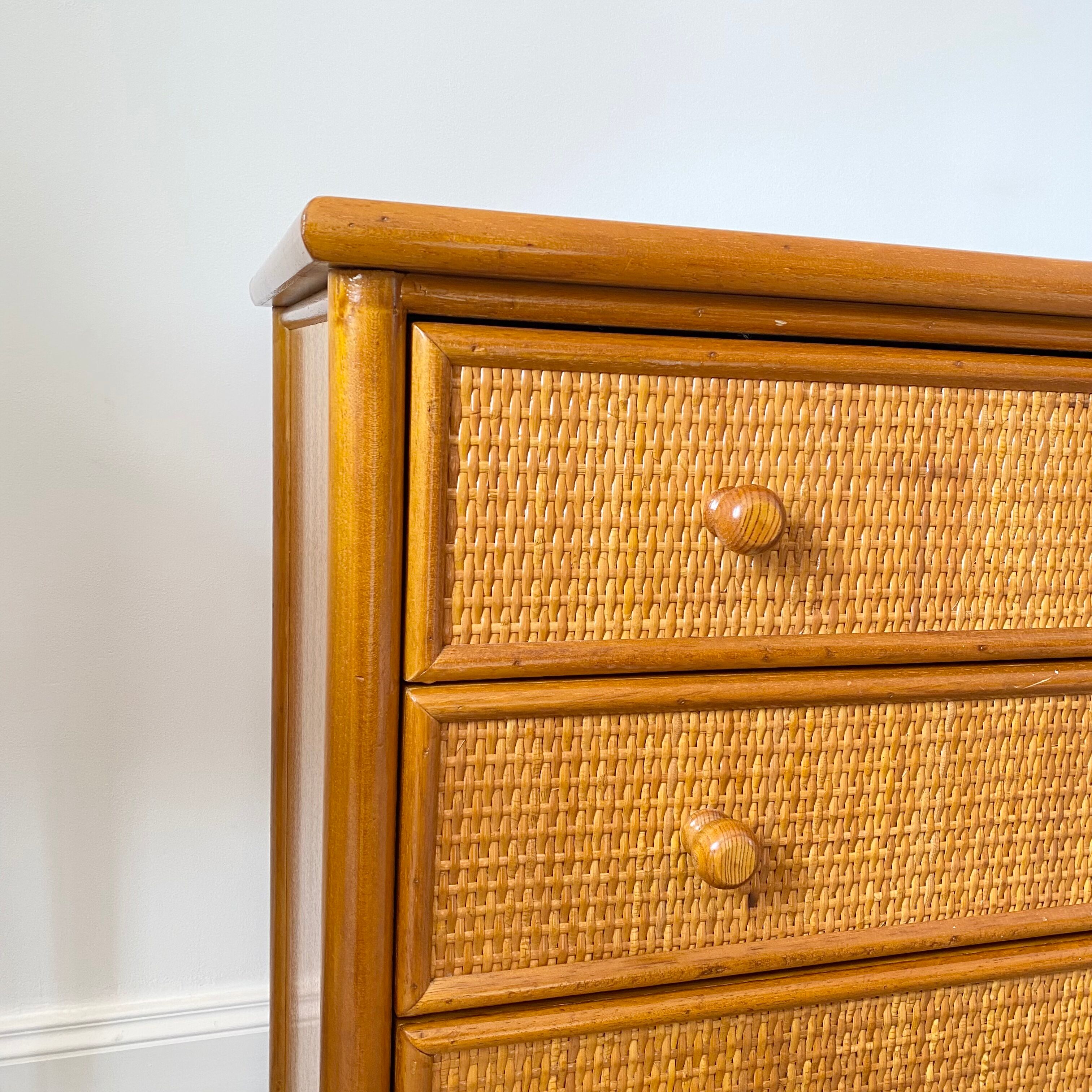 Vintage rattan chest of drawers