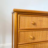 Vintage rattan chest of drawers