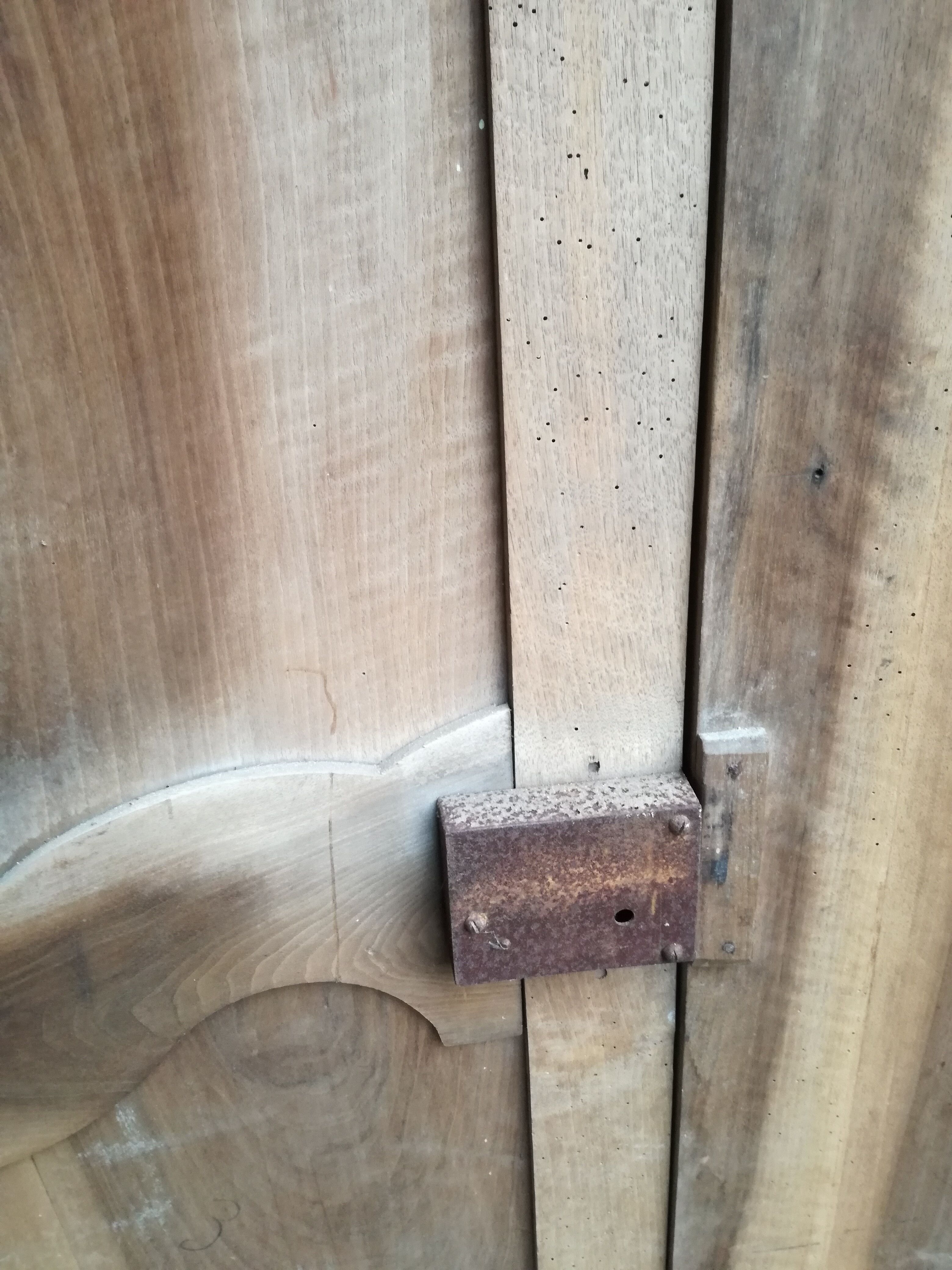 Double antique walnut closet doors