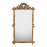 Antique faux wood mirror with bird's nest, 19th century