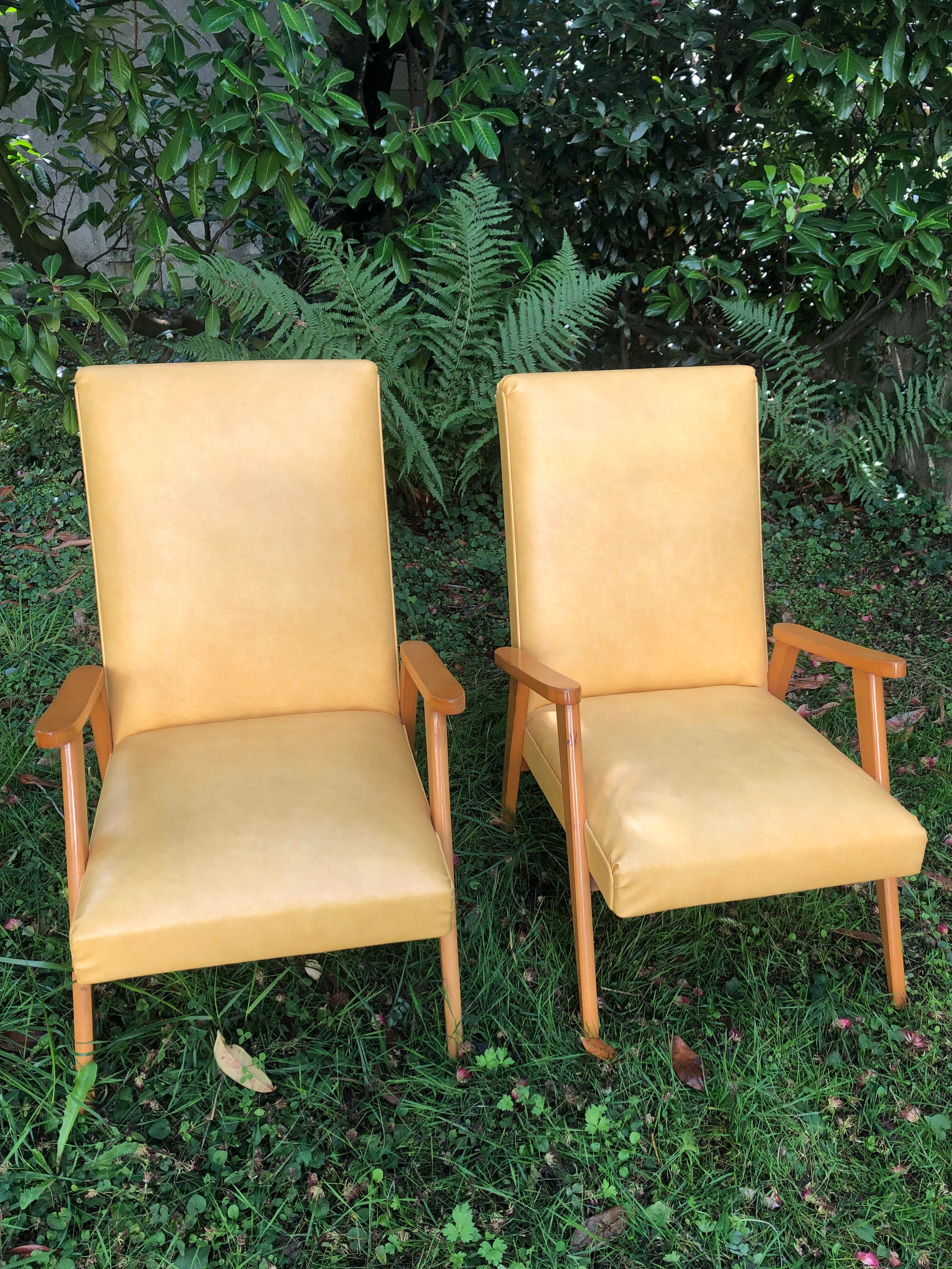 Vintage 60s yellow Scandinavian armchairs