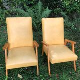 Vintage 60s yellow Scandinavian armchairs