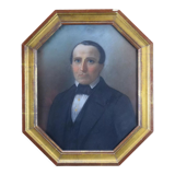 Pastel portrait of man signed Theophile Emmanuel Duverger 1861