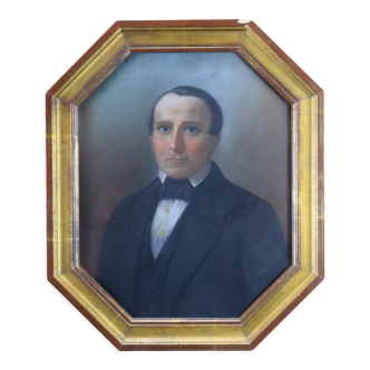Pastel portrait of man signed Theophile Emmanuel Duverger 1861