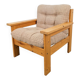 Vintage Brutalist Armchair in Pine and Fabric, 1970s