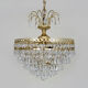 Chandeliers, brass crown ceiling lamp, 5 floors, 3 lights, glass tassels. Year 80 90
