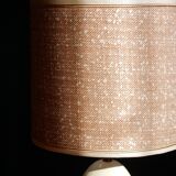 Table lamp in wool tweed and foot in cream color wood