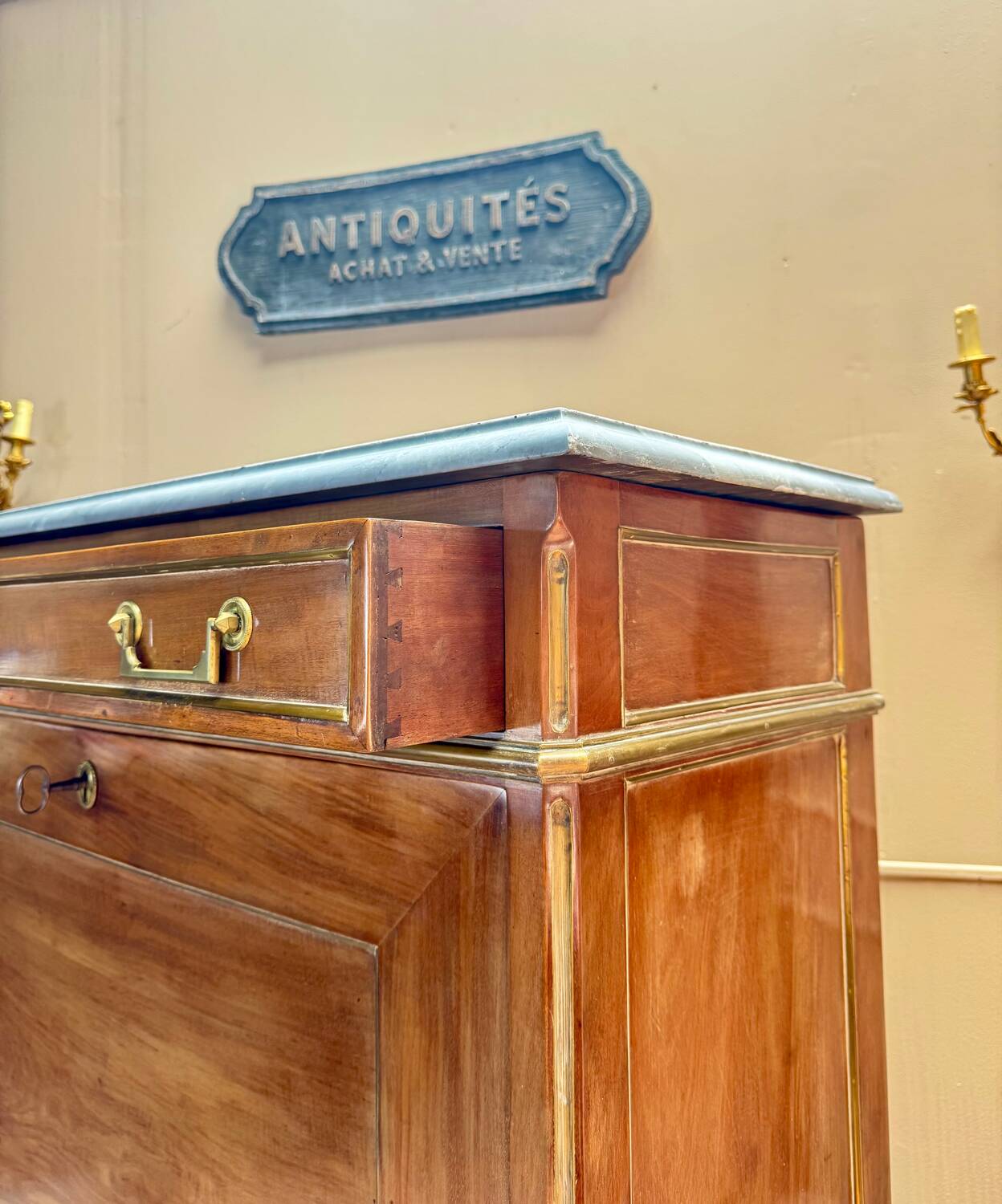 Lebrund Jean-Baptiste Louis XVI period mahogany secretary stamped